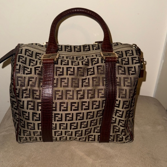 Fendi Beige and Dark Brown Monogram Tote - Picture 4 of 9